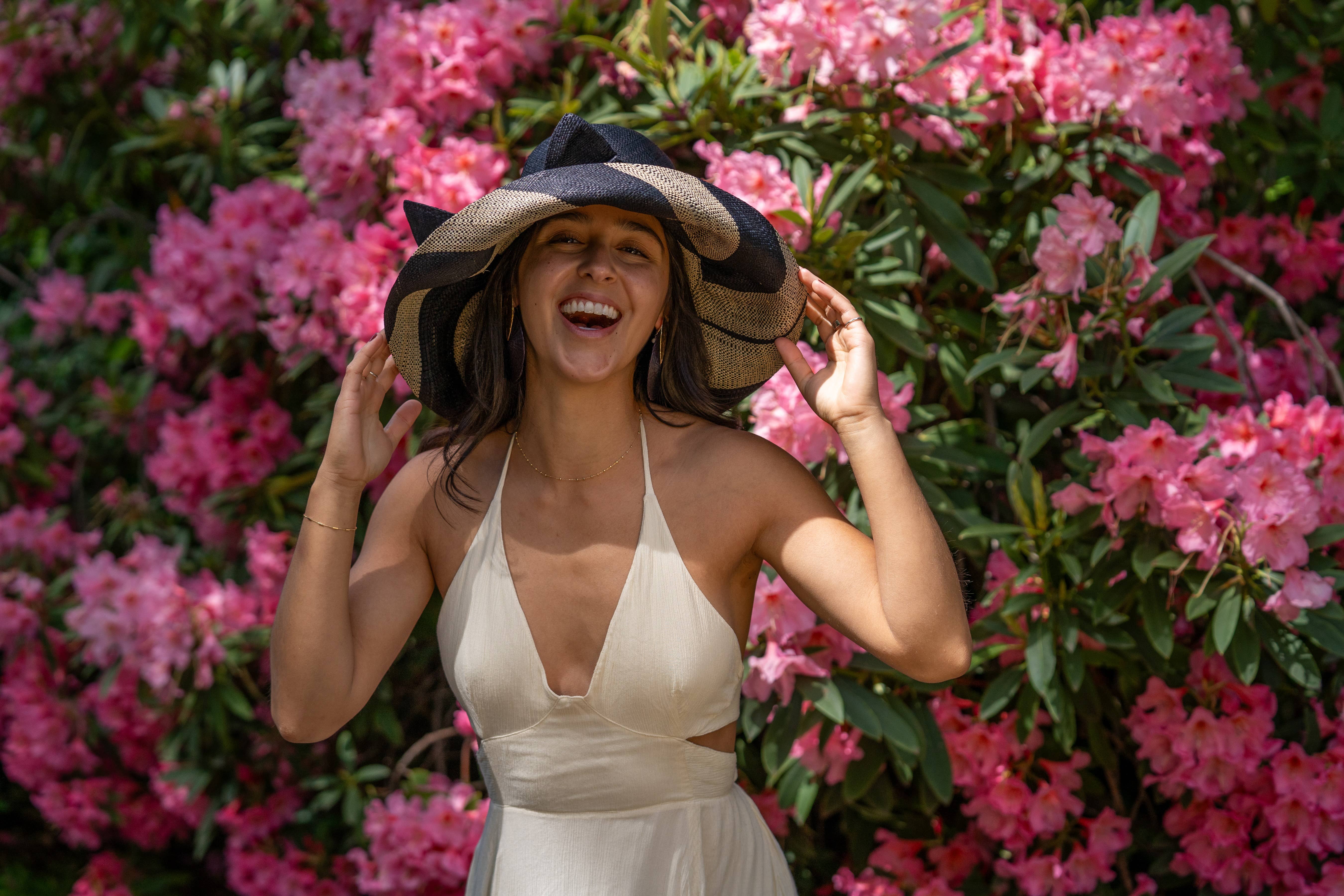 Shebobo - Wholesale Straw Hat - Women's - Audrey 5" & 7" Wide Brim Big Bow Stripe Straw Sun Hats0