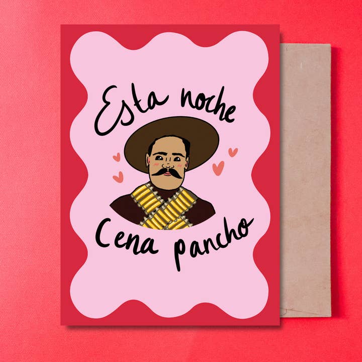 Esta noche cena Pancho card in Spanish with envelope for wholesale by Gaec Studio