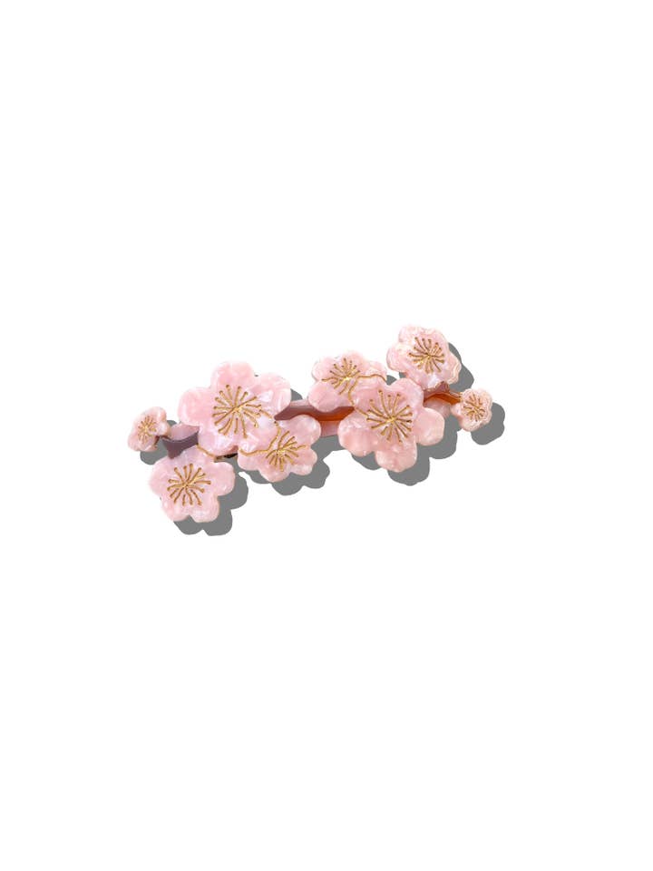 Hand-painted Cherry Blossom French Barrette Hair Clip | Eco- for wholesale by Solar Eclipse