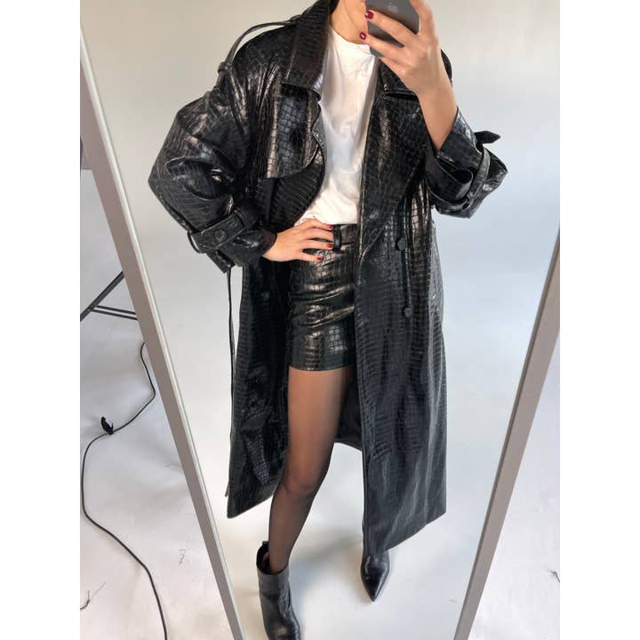 Lntc.store - Wholesale Trench Coat - Women's - Eco -leather trench with  Python Effekt