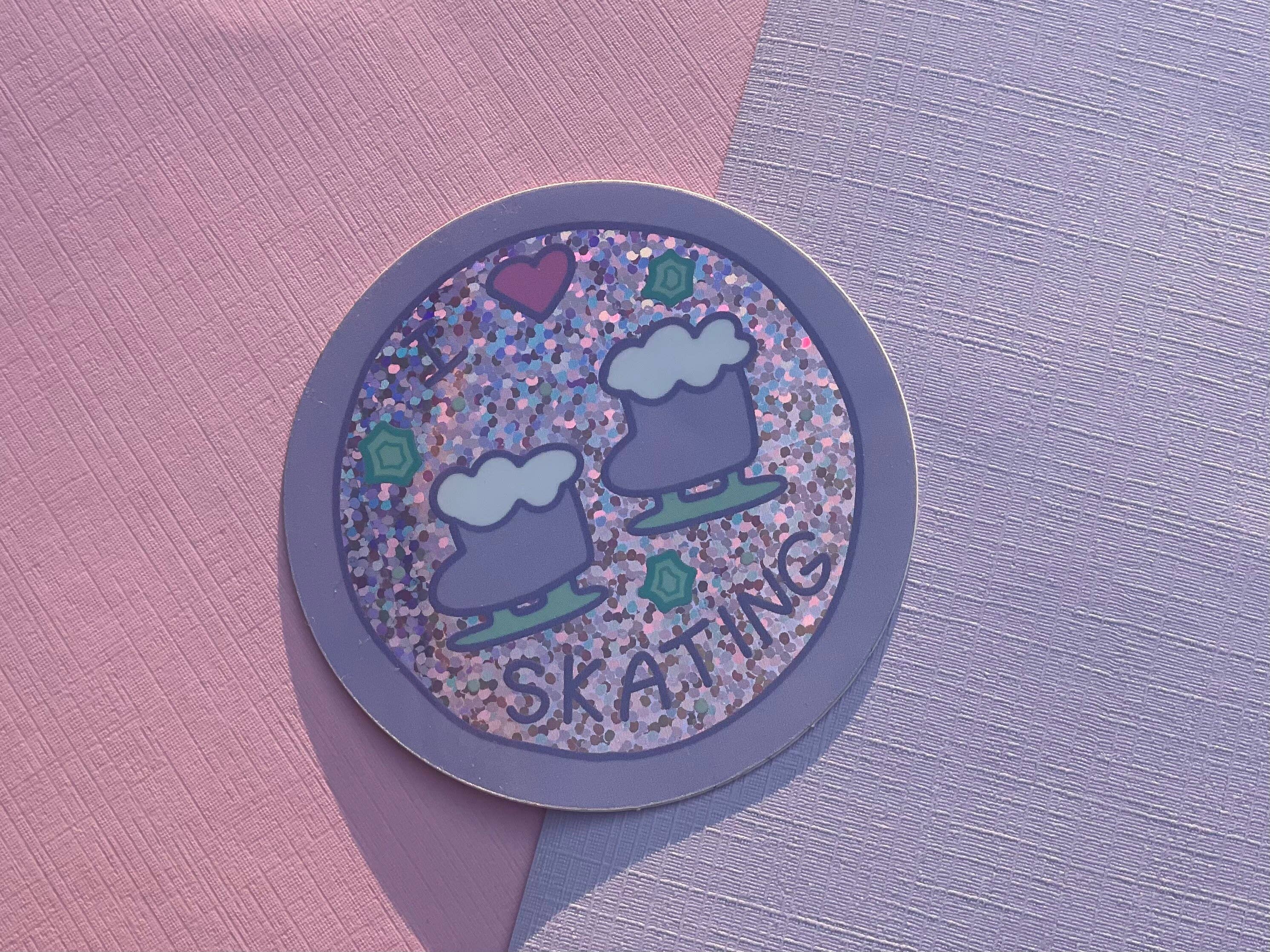 Courtney Elizabeth Studio - Wholesale Sticker - I Heart Skating - Glitter Vinyl Sticker For Figure Skaters4