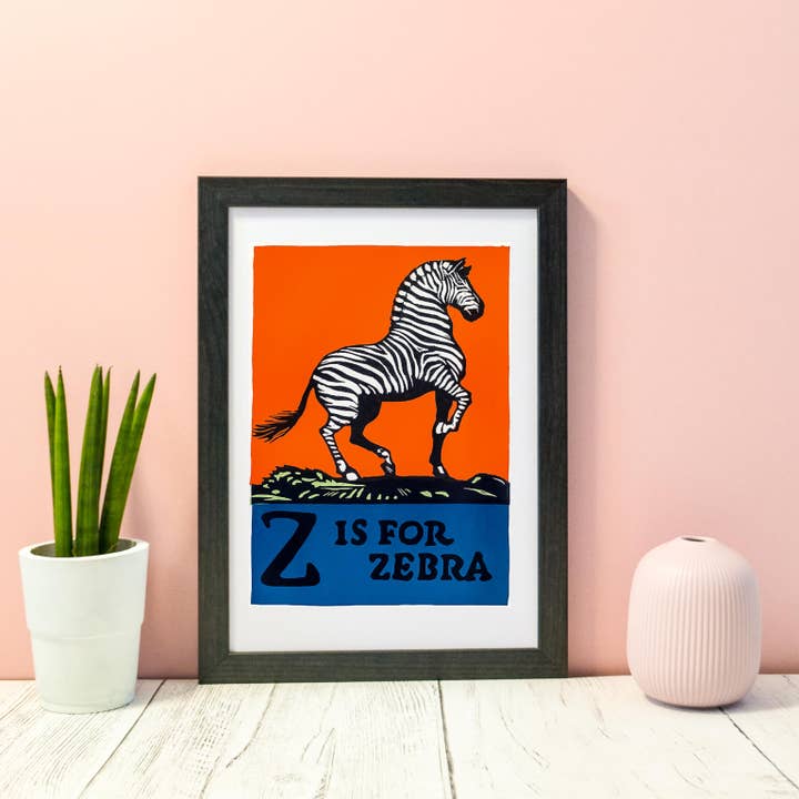 Framed Vintage Alphabet Letter Z Nursery Print for wholesale by Lelloliving