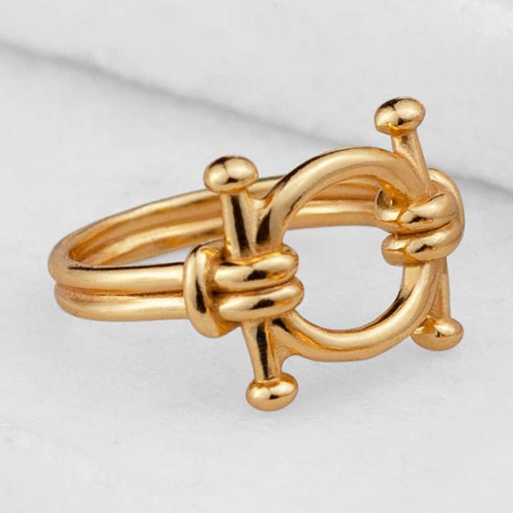 Bocara - Horse Bit Equestrian Ring in Gold for wholesale by URBAN-EQUESTRIAN
