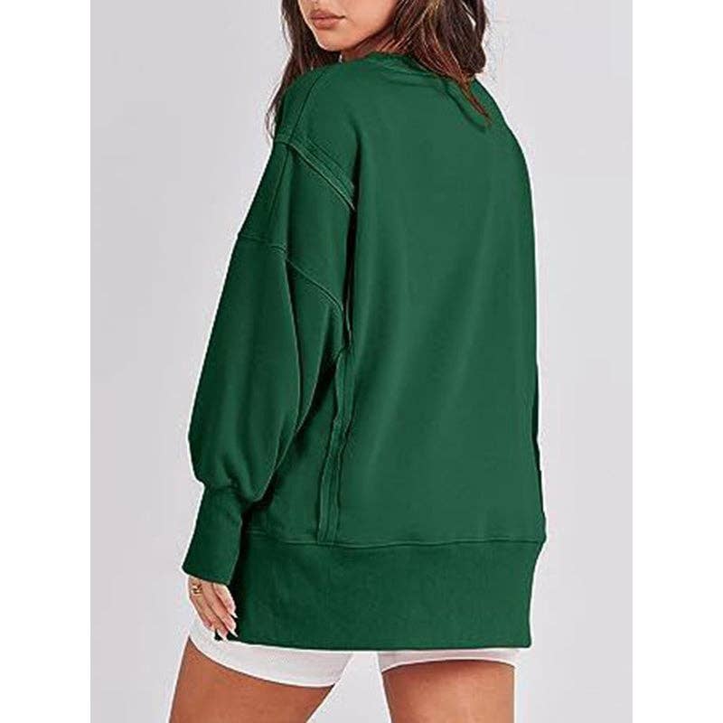 Sheer Trend - Vente Sweat-shirt – femme - Pull haut et bas à manches longues, frangé, couleur unie, joint fendu et col rond10