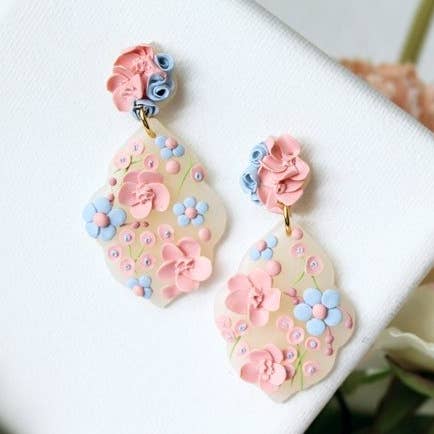 Spring Floral Earrings, Polymer Clay Earrings, Bridal, Light for wholesale by Studio Niani