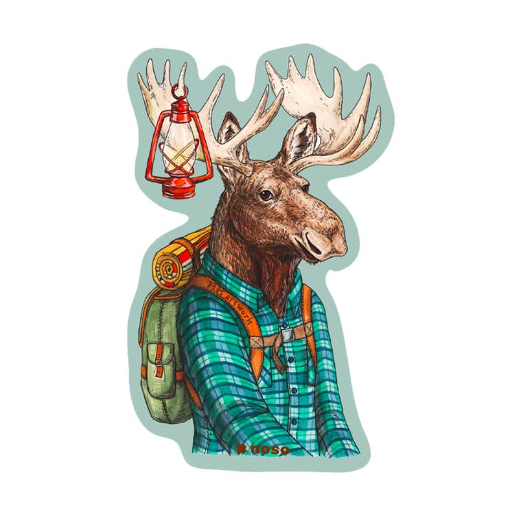 HIKING BUDDY MOOSE por Rachel Kozlowski por atacado de Noso Patches