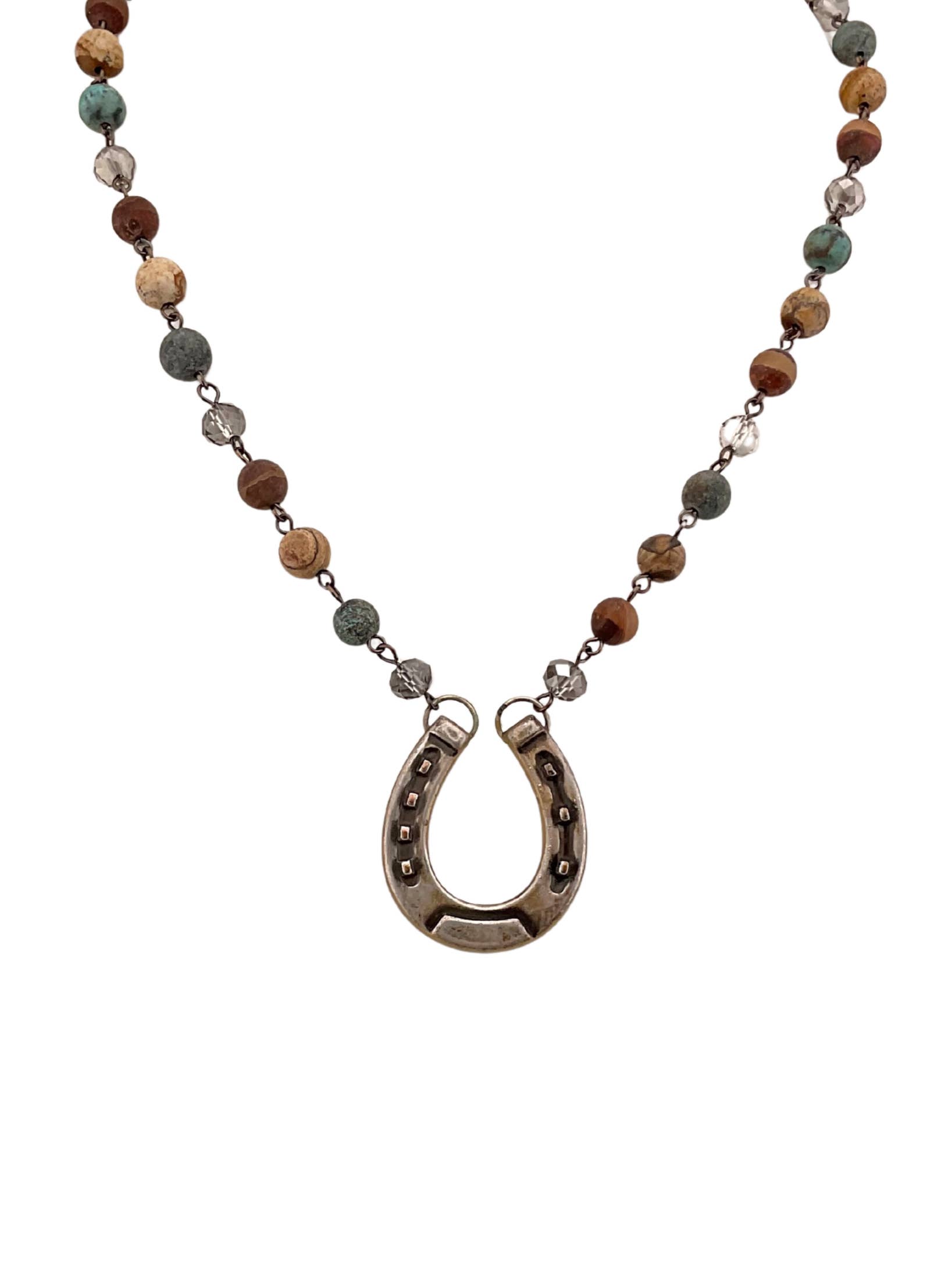 Erin Knight Designs - Wholesale Pendant/charm necklace - Vintage Rosary Chain with Small Vintage Sterling Plated Horse Shoe