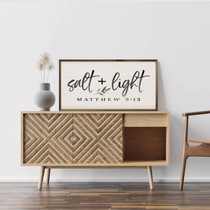 Kendrick Home - Wholesale Sign - Salt And Light Matthew 5 13 Greenery White1