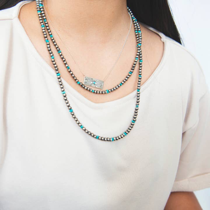 T.Skies Jewelry - Wholesale Beaded/Pearl Necklace - Desert Blossom: Turquoise Classic Pearls Necklace (5mm)6