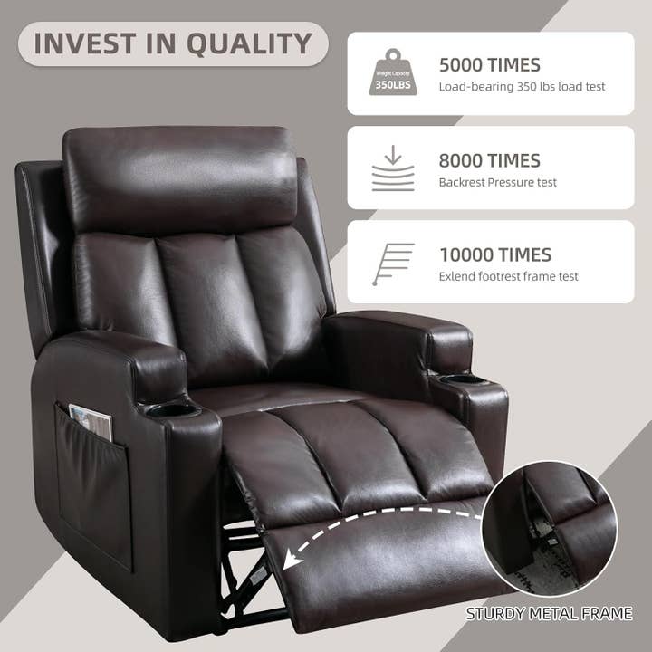 Brown UltraSoft Fabric Manual Recliner With Plush Arms for wholesale on Faire6