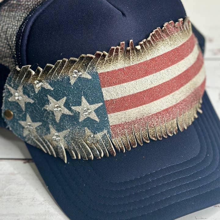 Old Glory Trucker Hat for wholesale by A Rare Bird Shop