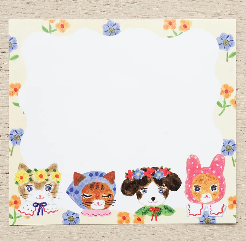「FUNJI」In Japan - Wholesale Notepad - Aiko Fukawa Block Memo Pad | Niko Niko SMILE Animal Note Set4