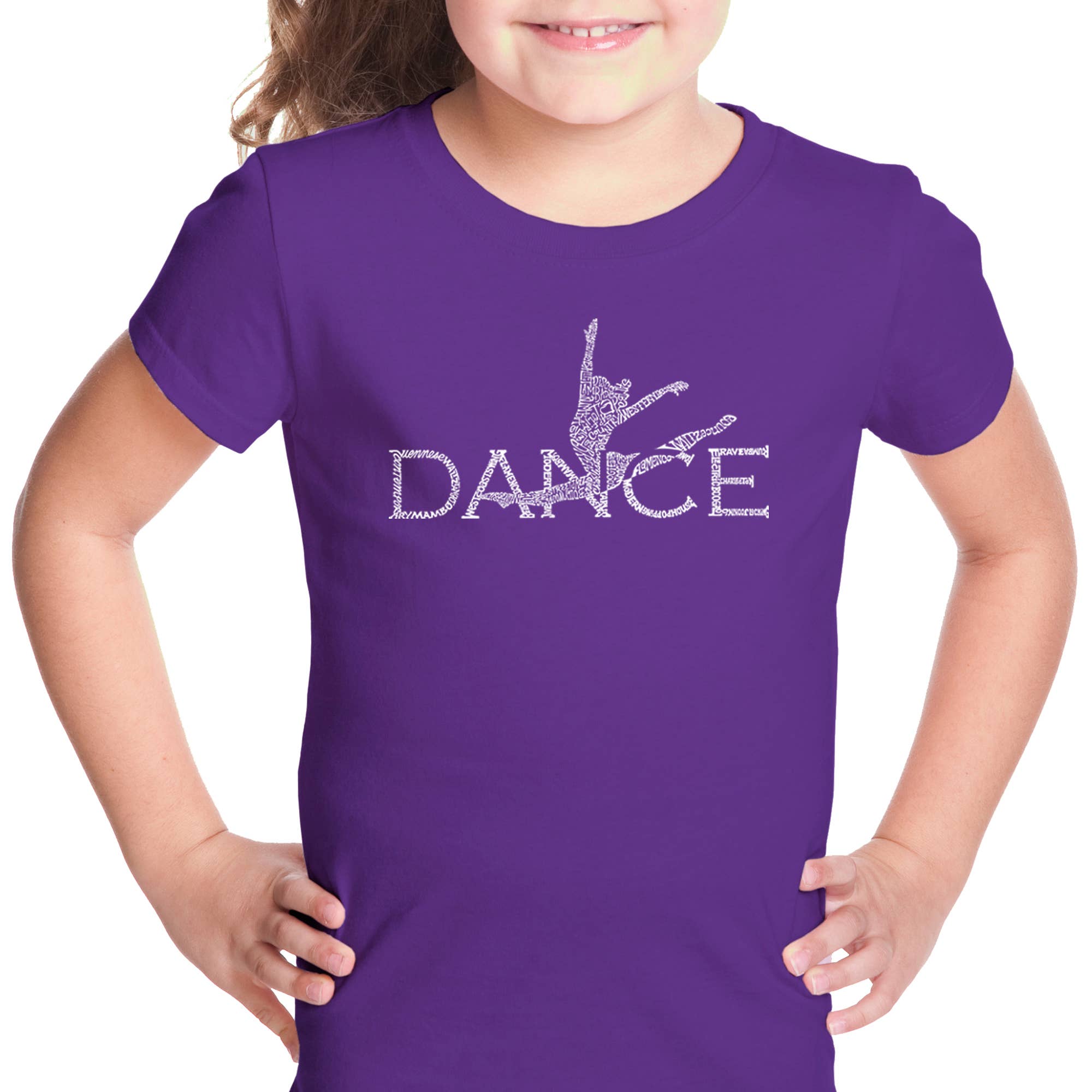 LA Pop Art - Wholesale Screen Printed T-Shirt - Kids - Girl's Word Art T-shirt - Dancer5