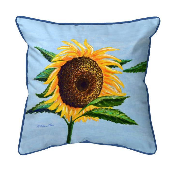Sleepy Sunflower Still Life Corded Pillow for wholesale by Betsy Drake Interiors