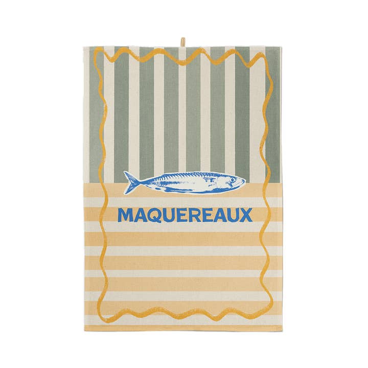 Mackerel cotton tea towel for wholesale by Coast and Valley