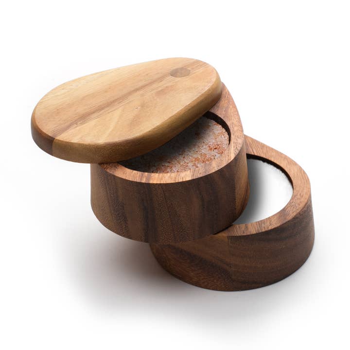 Salzdose aus Eisenholz, drehbar, Akazie, 10,2 x 5,1 x 3,75 Zoll für den Großhandel von Fox Run Brands