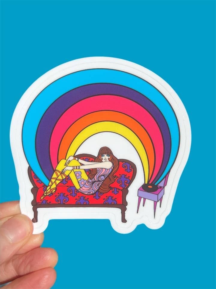 Vinyl Lover Girl STICKER 3 Inch for wholesale by Astral Weekend