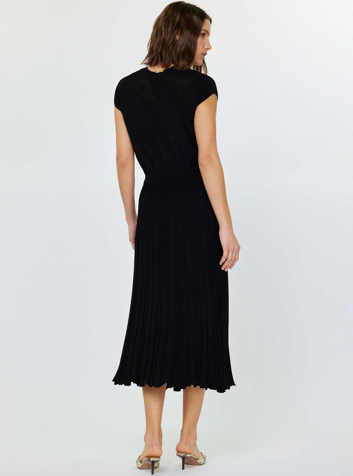 Black Pleated Knit Midi Dress for wholesale on Faire2