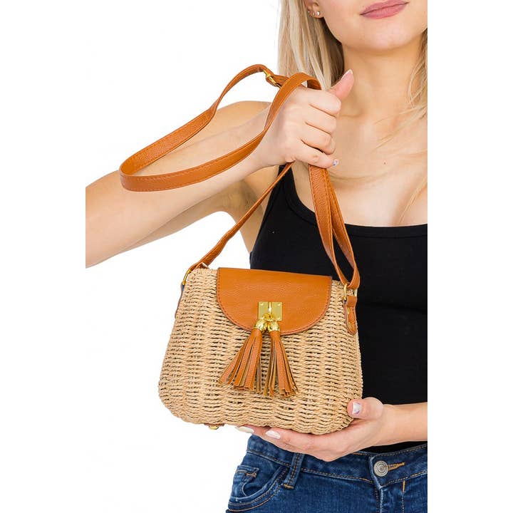 Cap Zone - Wholesale Crossbody Bag - Women's - Oval Straw Wicker Basket Bag