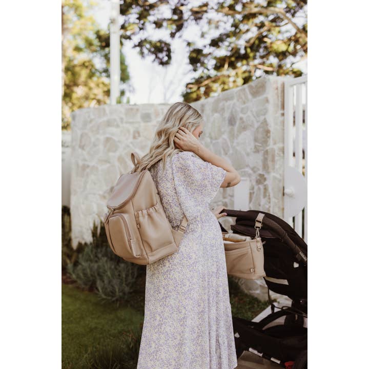 OiOi - Wholesale Diaper Bag - Baby - Signature Nappy Backpack - Oat Dimple Vegan Leather
