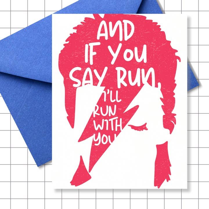 Bowie geïnspireerde "Als je zegt rennen" wenskaart voor wholesale door Motel Paper Los Angeles