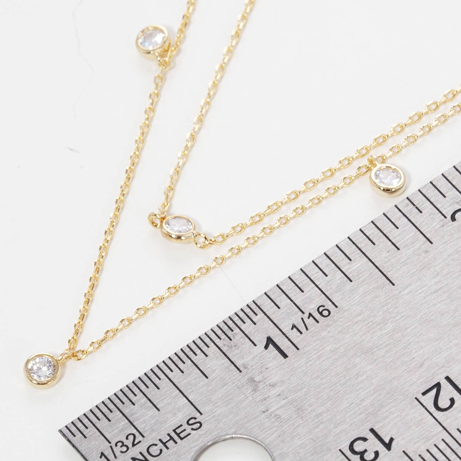 Fashion City - Wholesale Pendant/Charm Necklace - Cubic Zirconia Layered Gold Dipped Necklace2