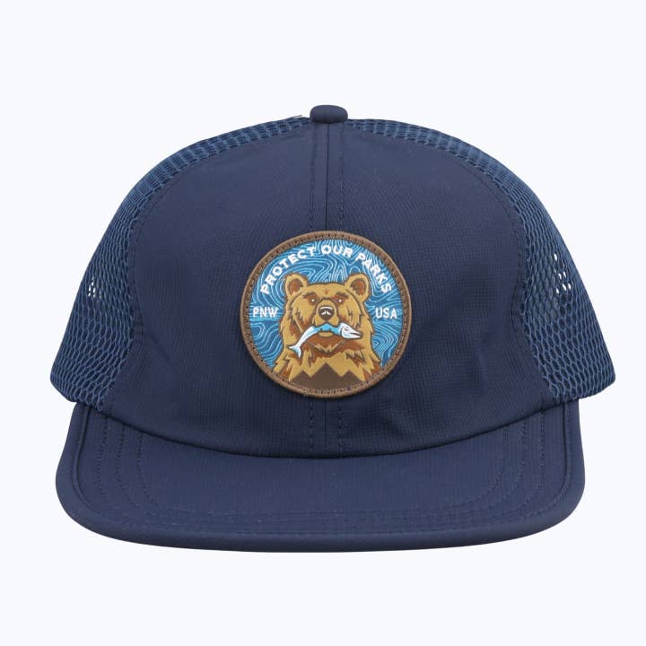 Protect Our Parks Bear Mesh Strapback Tech Cap - Navy for wholesale by Rainier Watch Supply Co