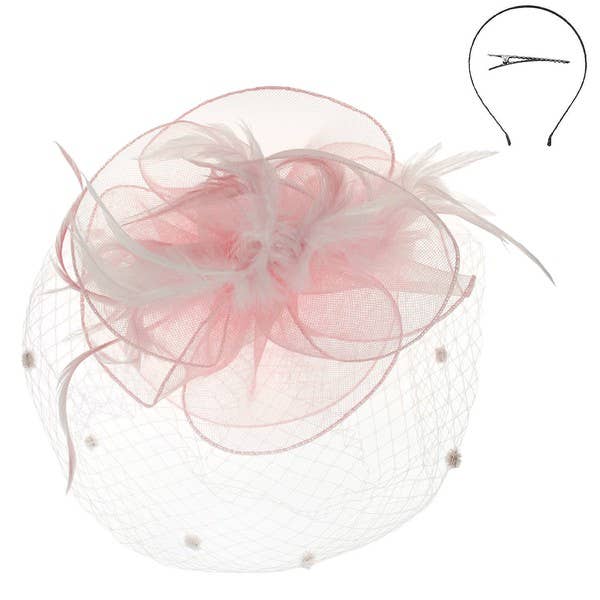 anbfashion - Wholesale Fascinator Hat - Women's - KENTUCKY DERBY FLOWER FEATHERS VEILED FASCINATOR HTH25911