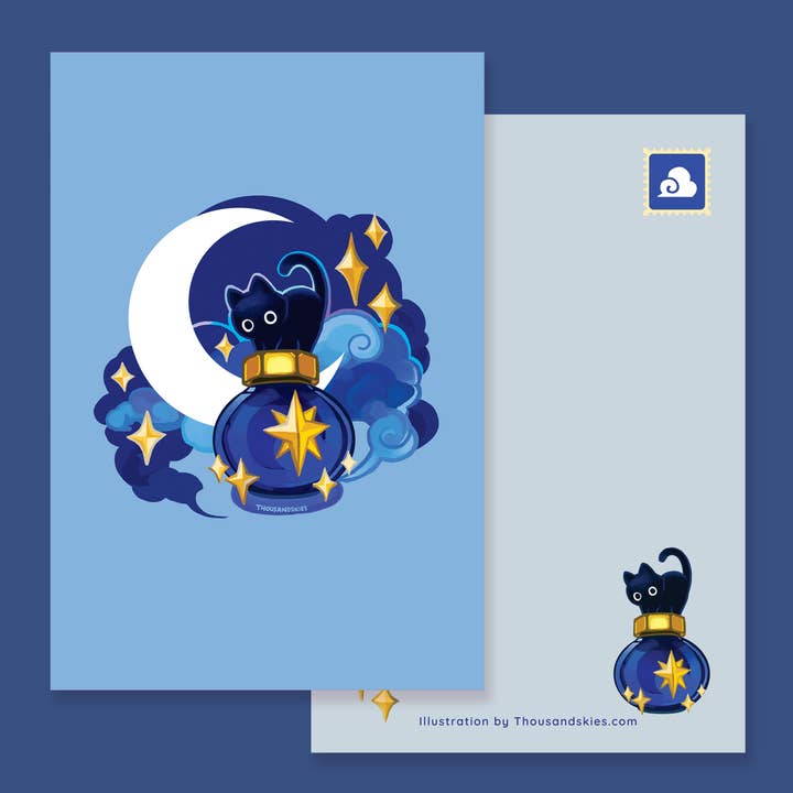 Postcard Deep Sky and a Black Cat for wholesale by Thousand Skies