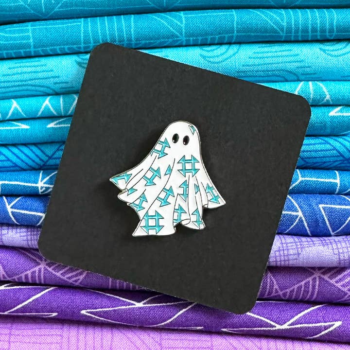 Sassafras Lane Designs - Wholesale Lapel Pin/Button - Quilt Ghost Enamel Pin