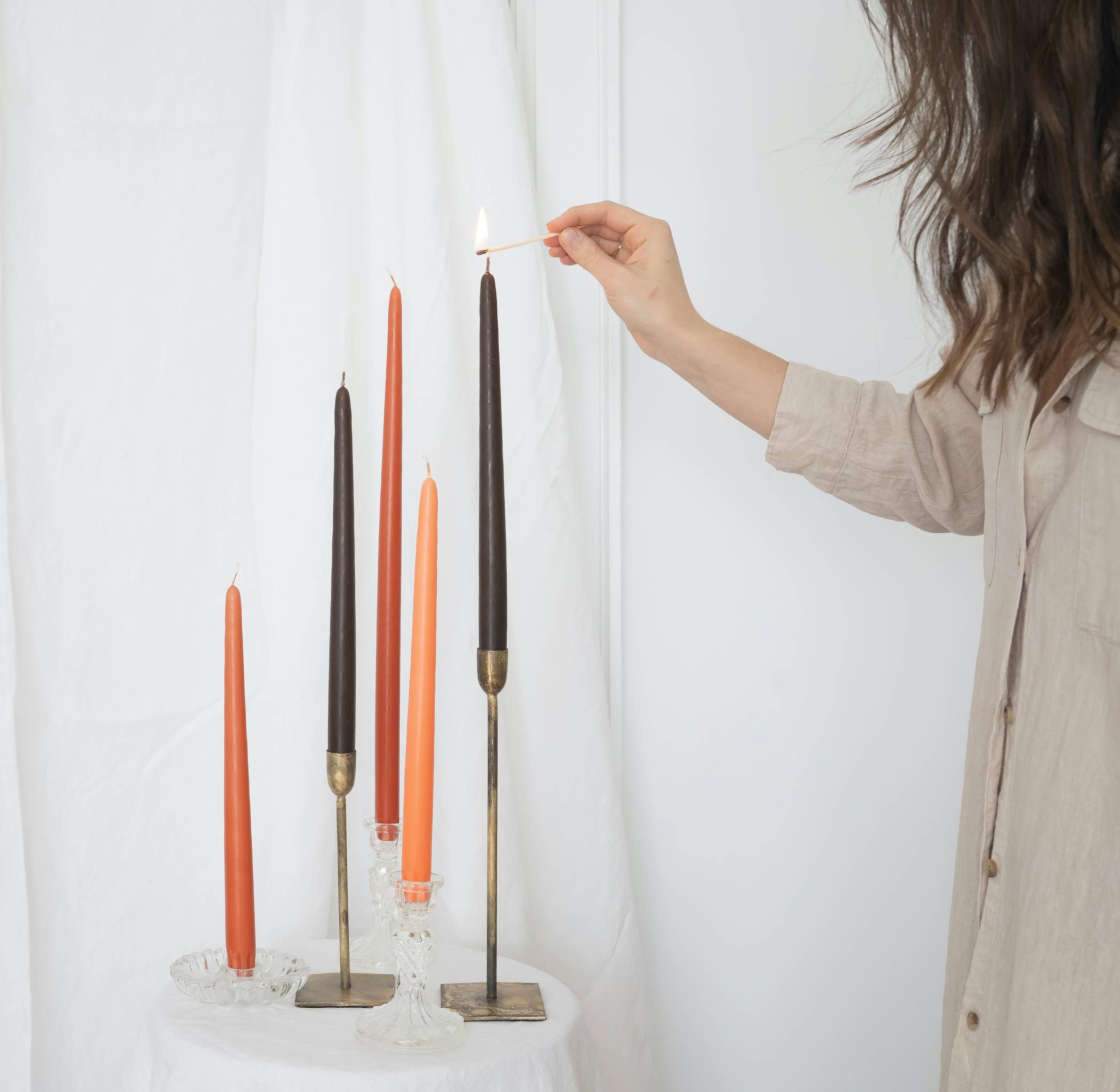 SOCCO Designs - Wholesale Tapered Candle/Candlestick - Taper Candles - Pair TERRACOTTA6