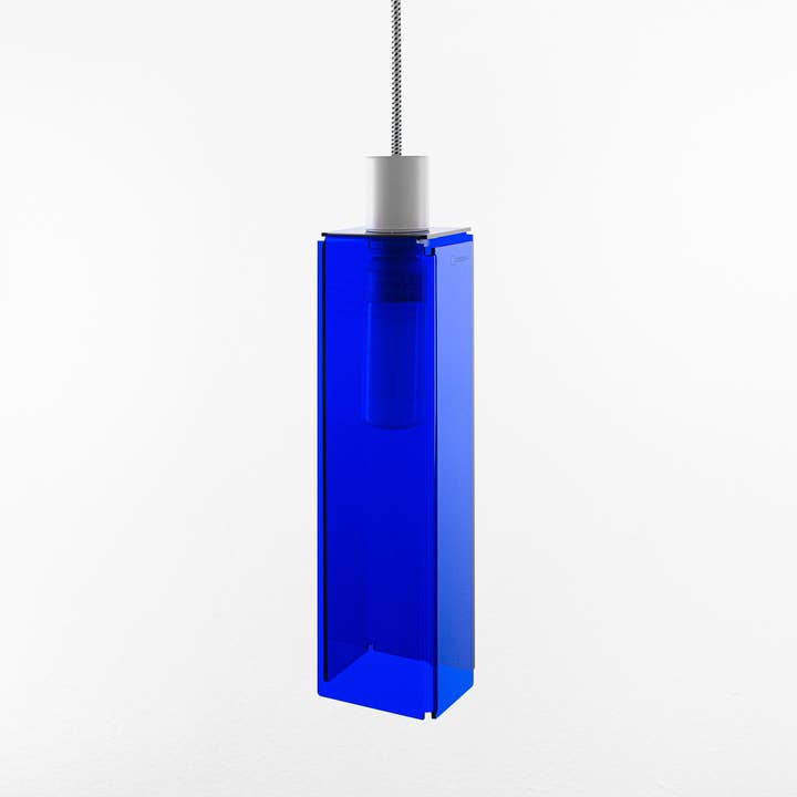 Lampe à suspension longue, bleu océan brillant pour la vente par Crispy lab