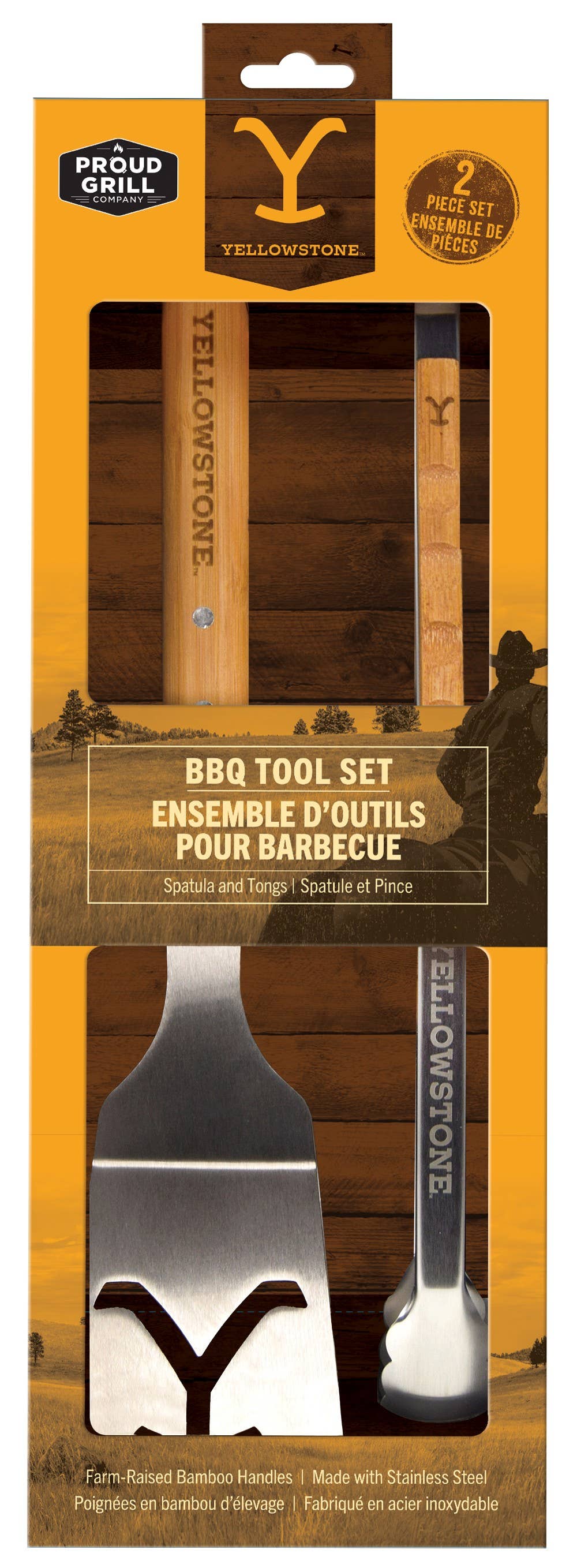 Proud Grill – wholesale Outdoor grill tools – Yellowstone 2pc BBQ Tool Set1