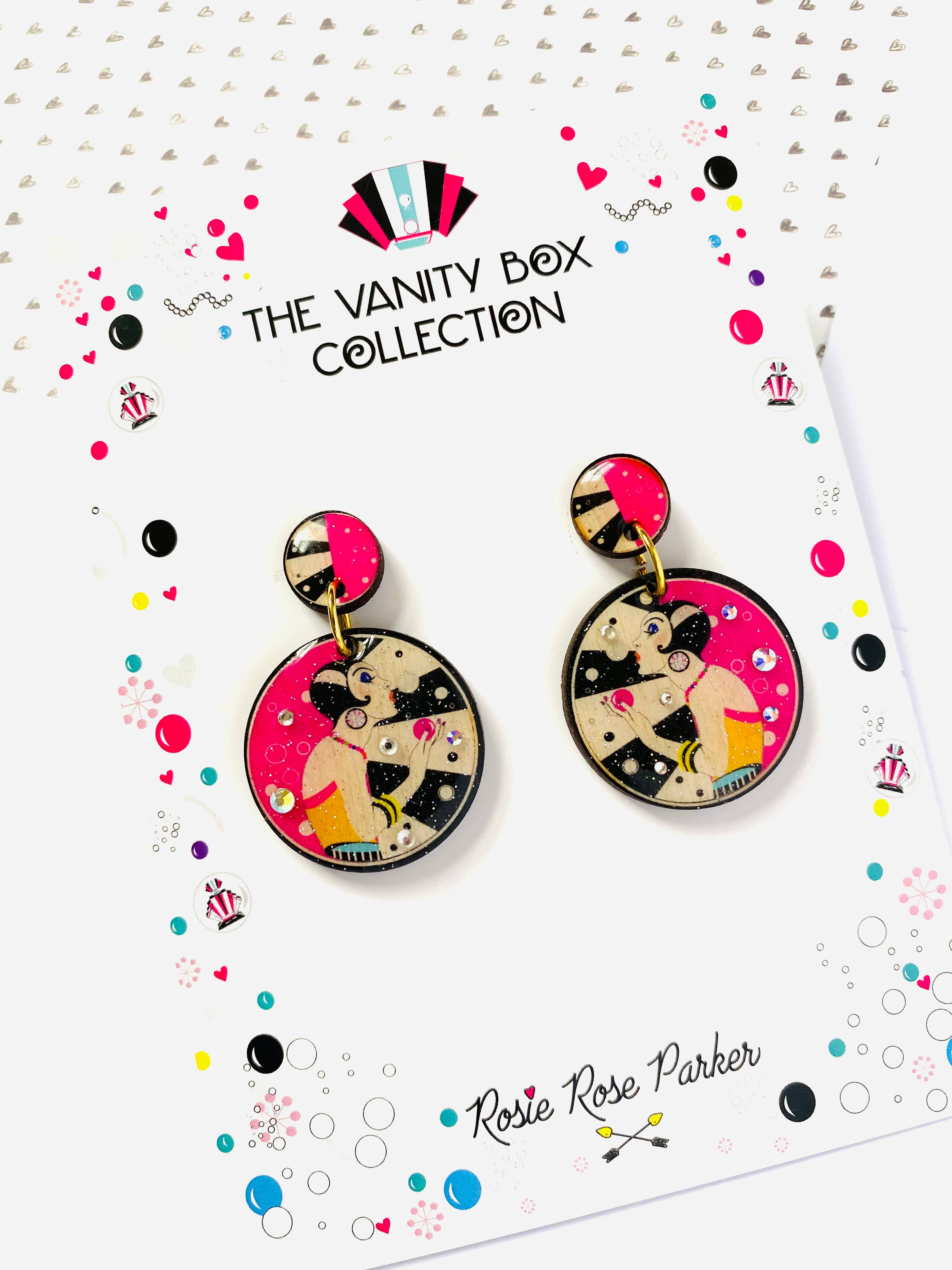 Rosie Rose Parker – wholesale Dangle earrings – retro statement earrings arty earrings colourful earrings5