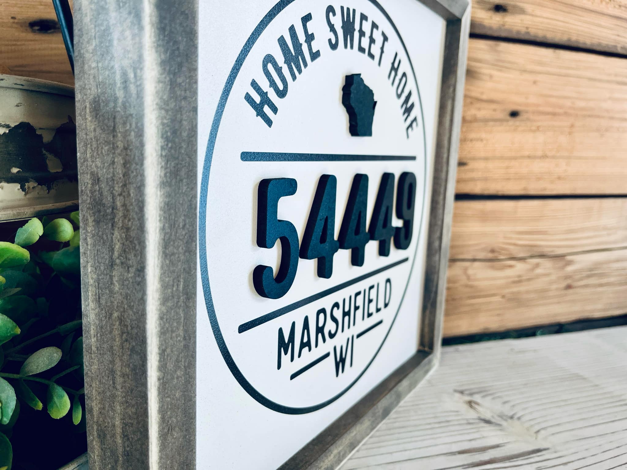 The Farmer's Wife - Wholesale Sign - Custom Home Zip Code Sign | Personalized City & Zip Code Decor | Raised Lettering & Printed Background1