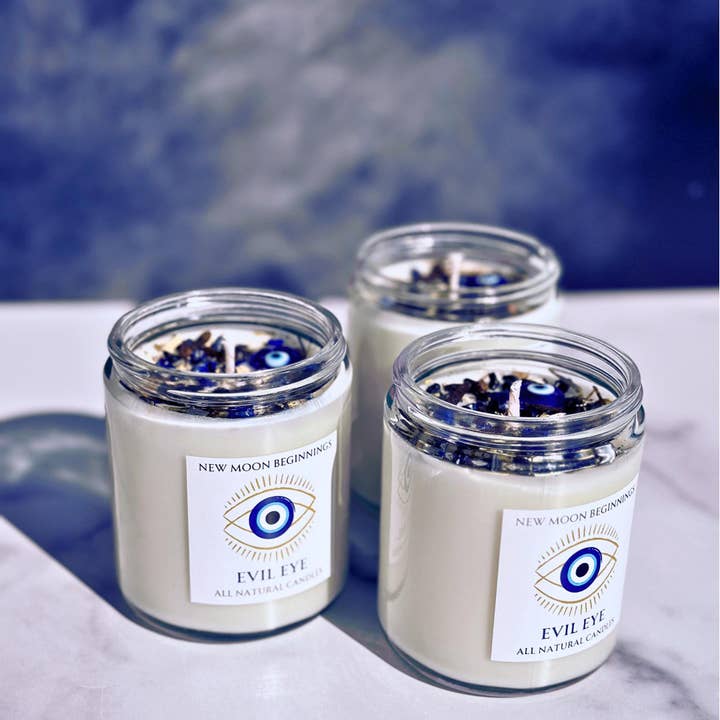 New Moon Beginnings - Wholesale Jar/Filled Candle - Evil Eye Protection Candle by New Moon Beginnings7