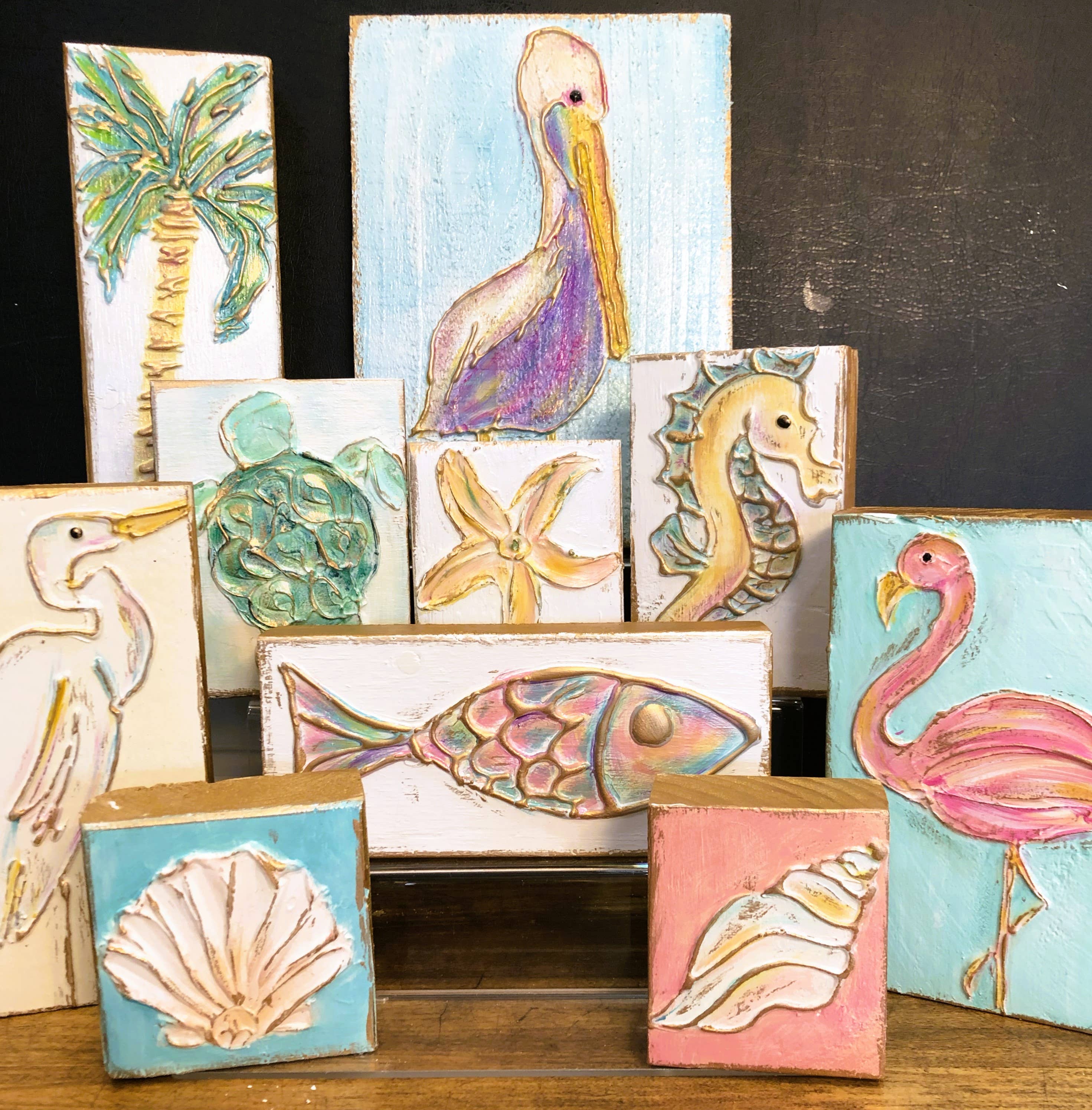 Coddiwomple - Wholesale Painting/Drawing - Pink Flamingo handmade painted coastal beach nautical3