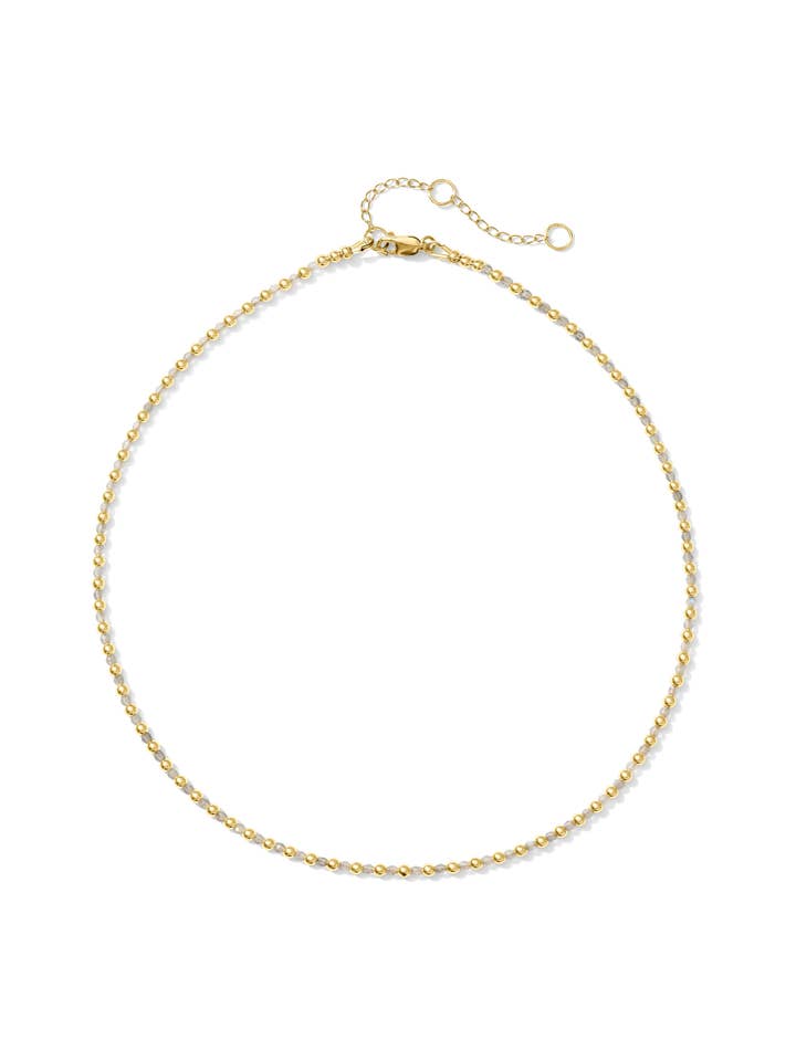 Colar Choker com Pedras Preciosas e Banhado a Ouro Claire - Labradorite por atacado de Kaylie Dawn Jewelry