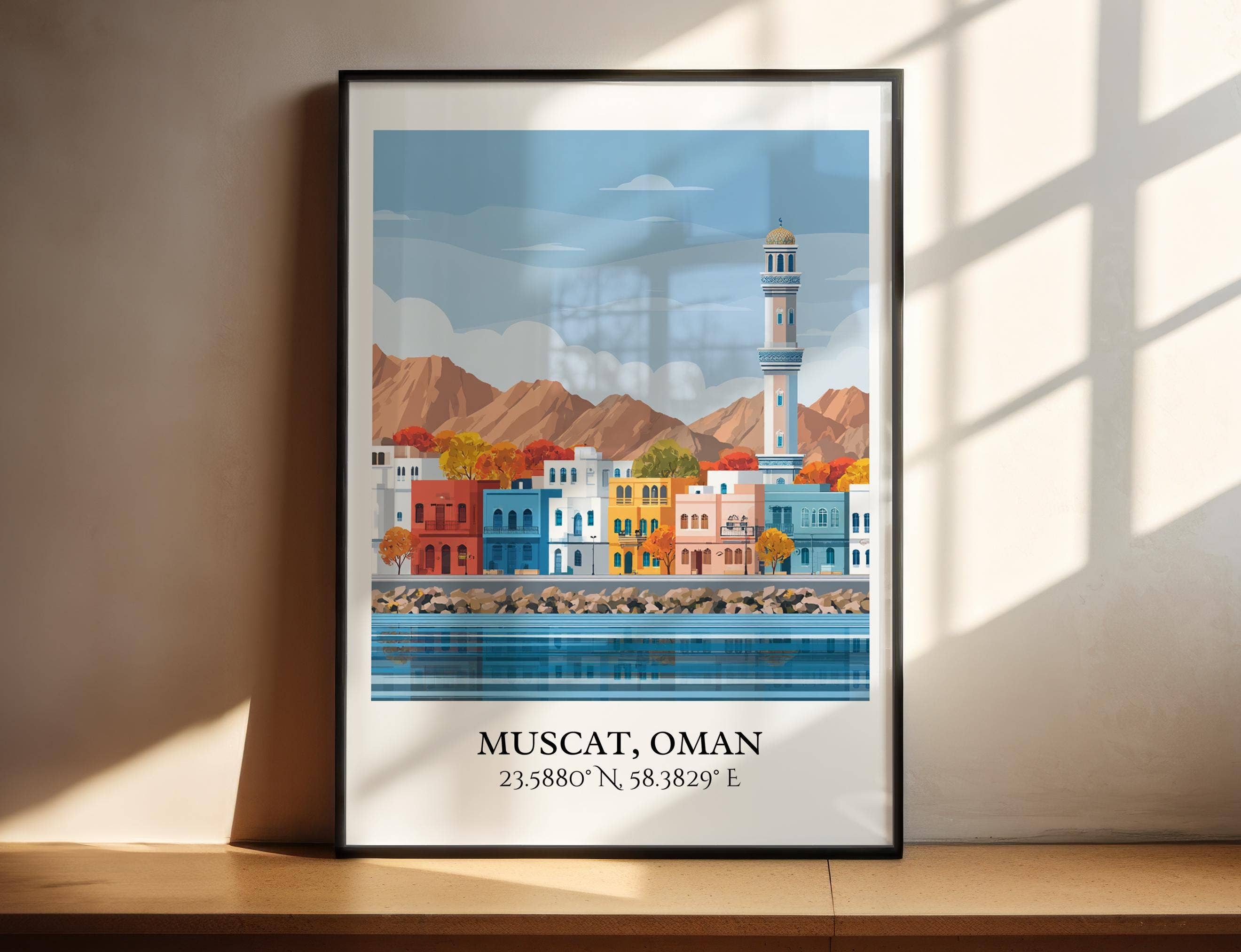 Premium Travel Art - Wholesale Art Print - Muscat Wall Art, Muscat Oman Print, Oman Watercolor, Oman Travel Gift, Travel Print, Travel Poster, Housewarming Gift0