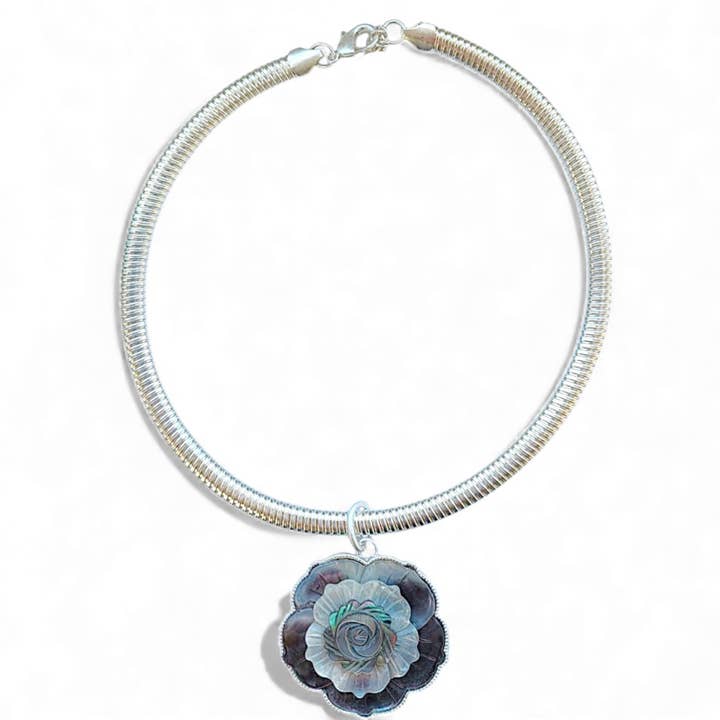 Abalone Flower Collar Necklace | Handmade Statement Jewelry for wholesale by Bijoux Envie Statement Jewelry