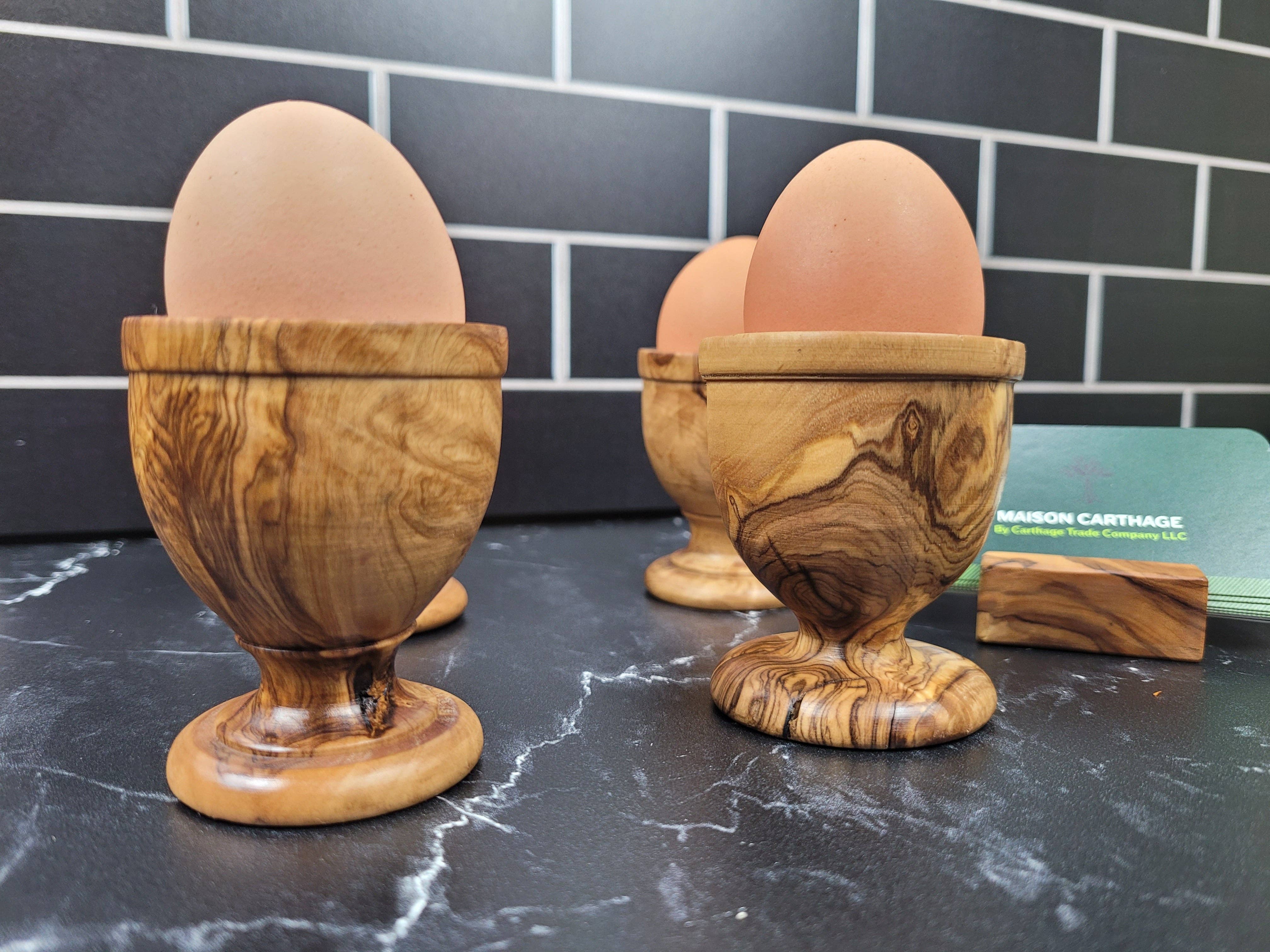 Maison Carthage – wholesale Äggkopp/-hållare – Olive Wood ägg Cup | Trä ägghållare | Uppsättning av 28