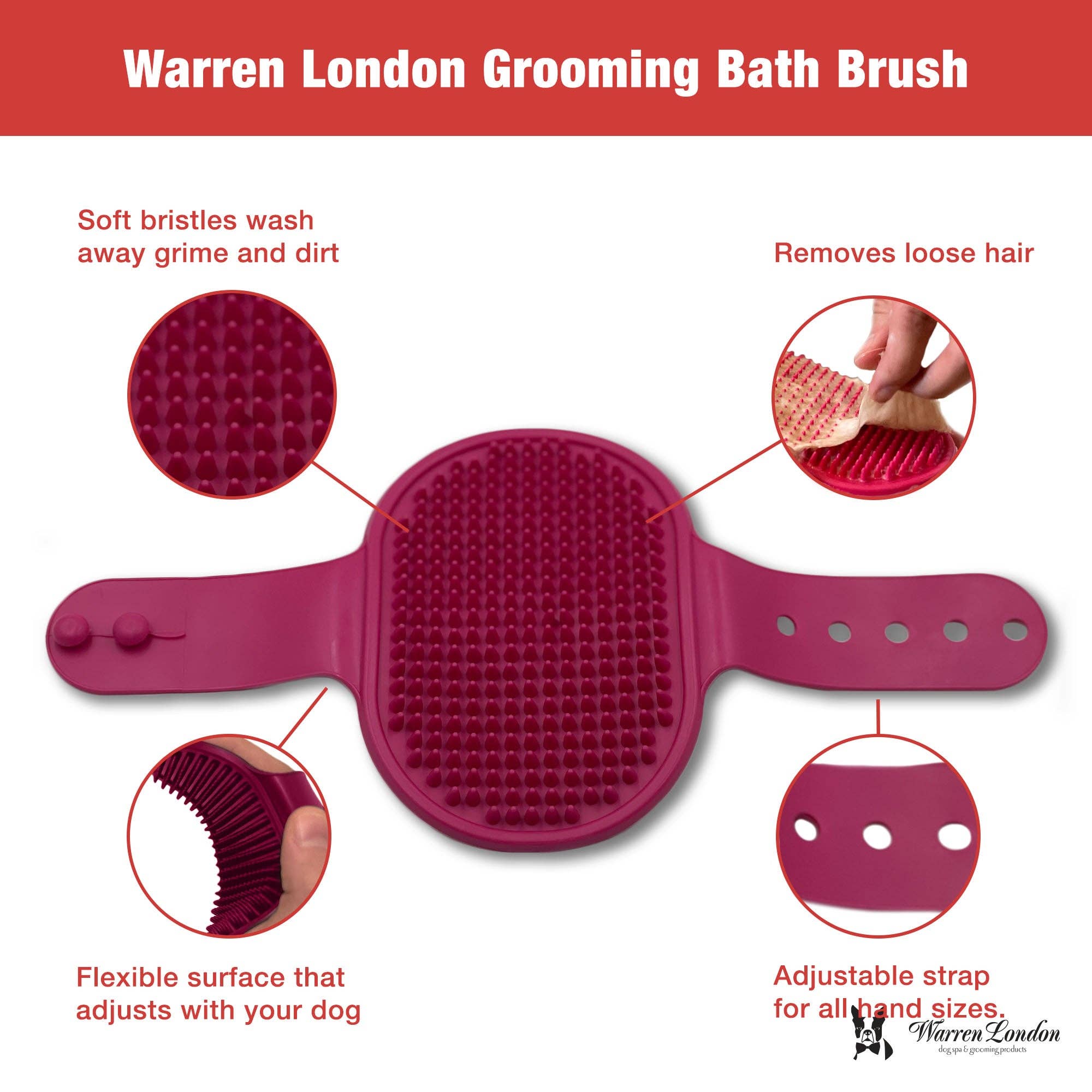 Warren London Dog Products - Wholesale Pet Brush - Cat/Dog - Grooming Bath Brush10