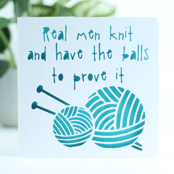 Real Men Knit - Humorous Birthday Card for wholesale by Paradise Papercraft