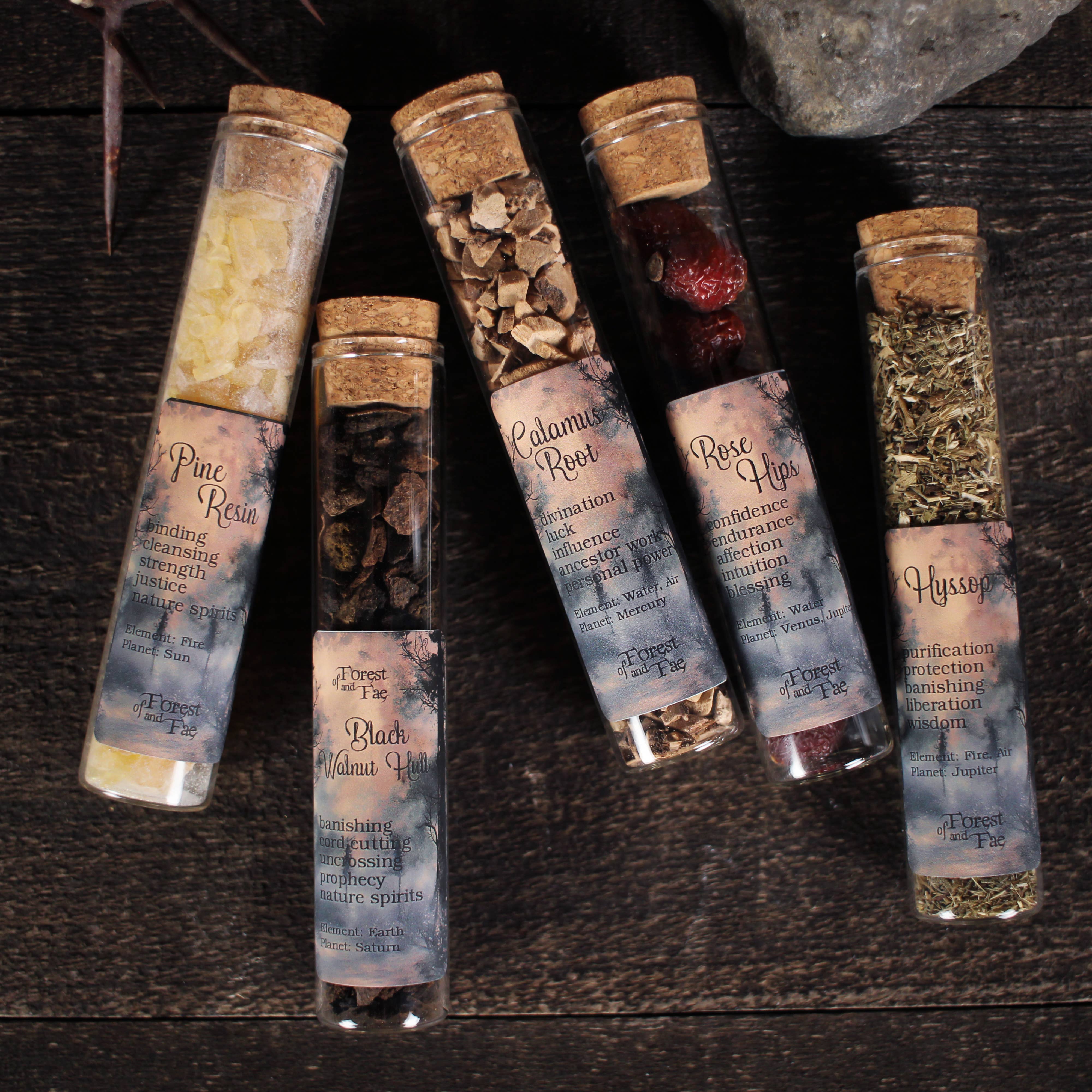 of Forest and Fae – wholesale Meditation supplies – Mountain Conjure • 5 Herb Set for Ritual • Witchcraft0