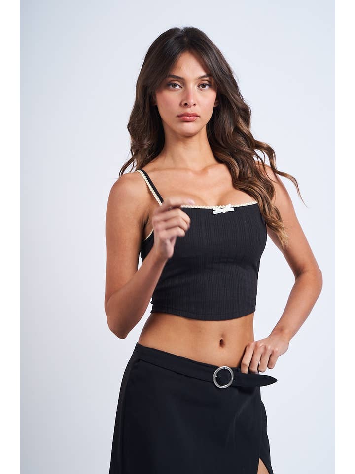 Sky to Moon - Vente Débardeur – femme - DÉBARDEUR COURT AJUSTÉ À RUBAN POINT SANS MANCHES2