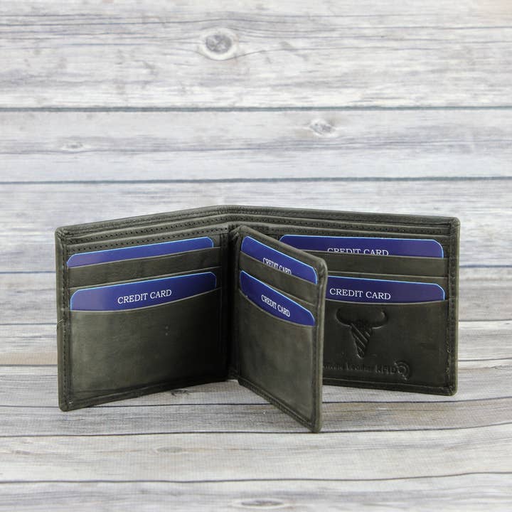 Leather Impressions Inc - Wholesale Wallet - Men's - RFID Bifold w/Center I.D. Flap & Corner Contrast Notch 1571510