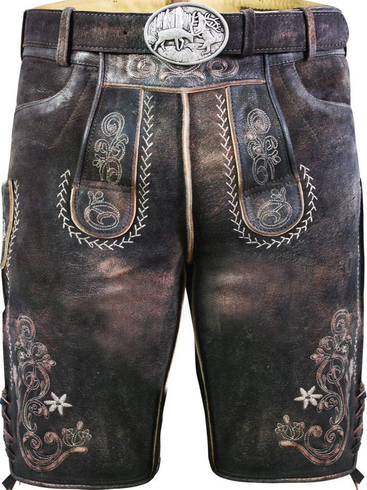 Short wild buck leather pants Alex for wholesale by Edelnice Trachtenmode GmbH & Co. KG