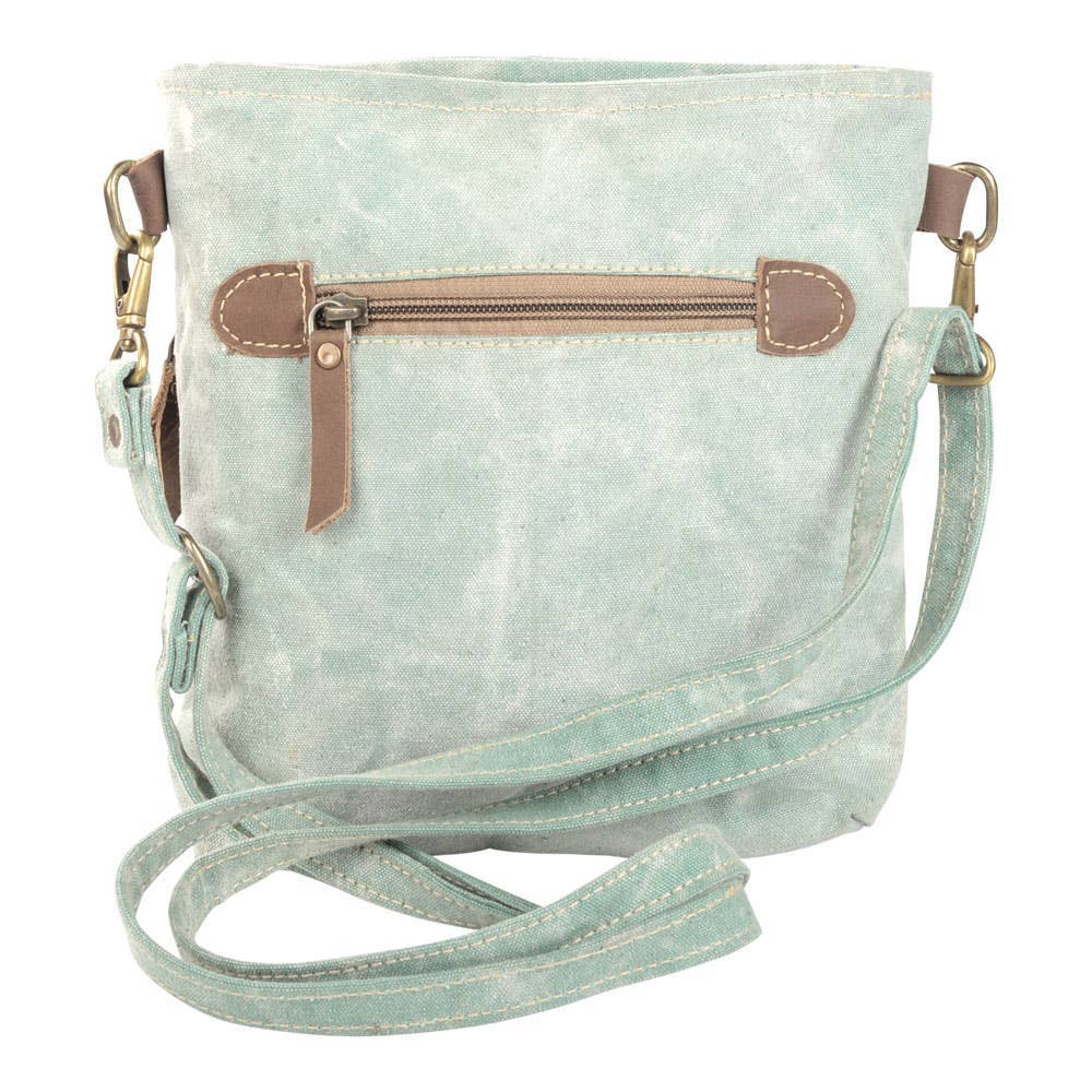 Clea Ray Canvas Bags & Clothing - Wholesale Crossbody Bag - Women's - Double Zipper Light Green Rug Crossbody2