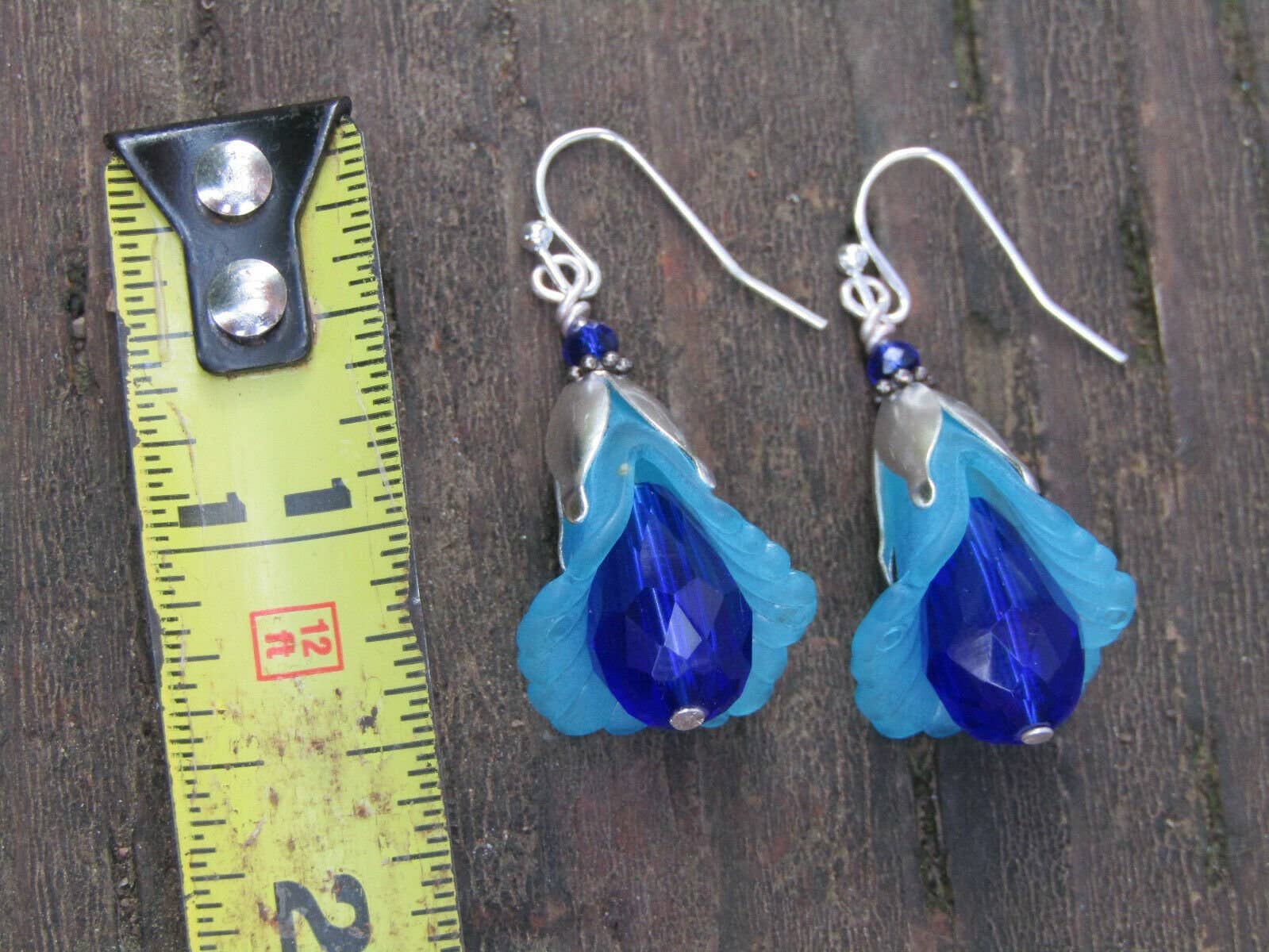 Bad Apple Designs - Wholesale Dangle Earrings - Handmade Blue Lily Earrings: Lucite Crystal Teardrop Dangle7