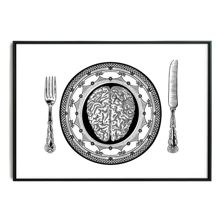 Brain On Plate Art Print for wholesale by Myii Creative